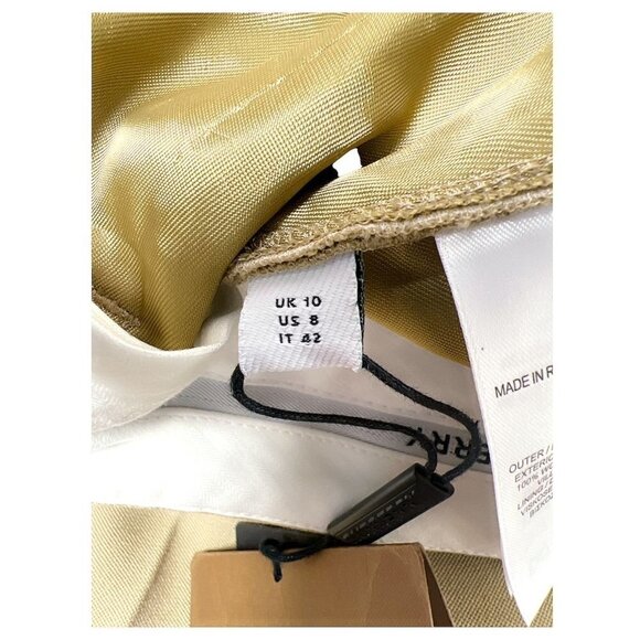 Burberry Womens Tan Wool Tailored Cropped Straight Leg Trousers Pants Sz 8 New - Picture 4 of 11